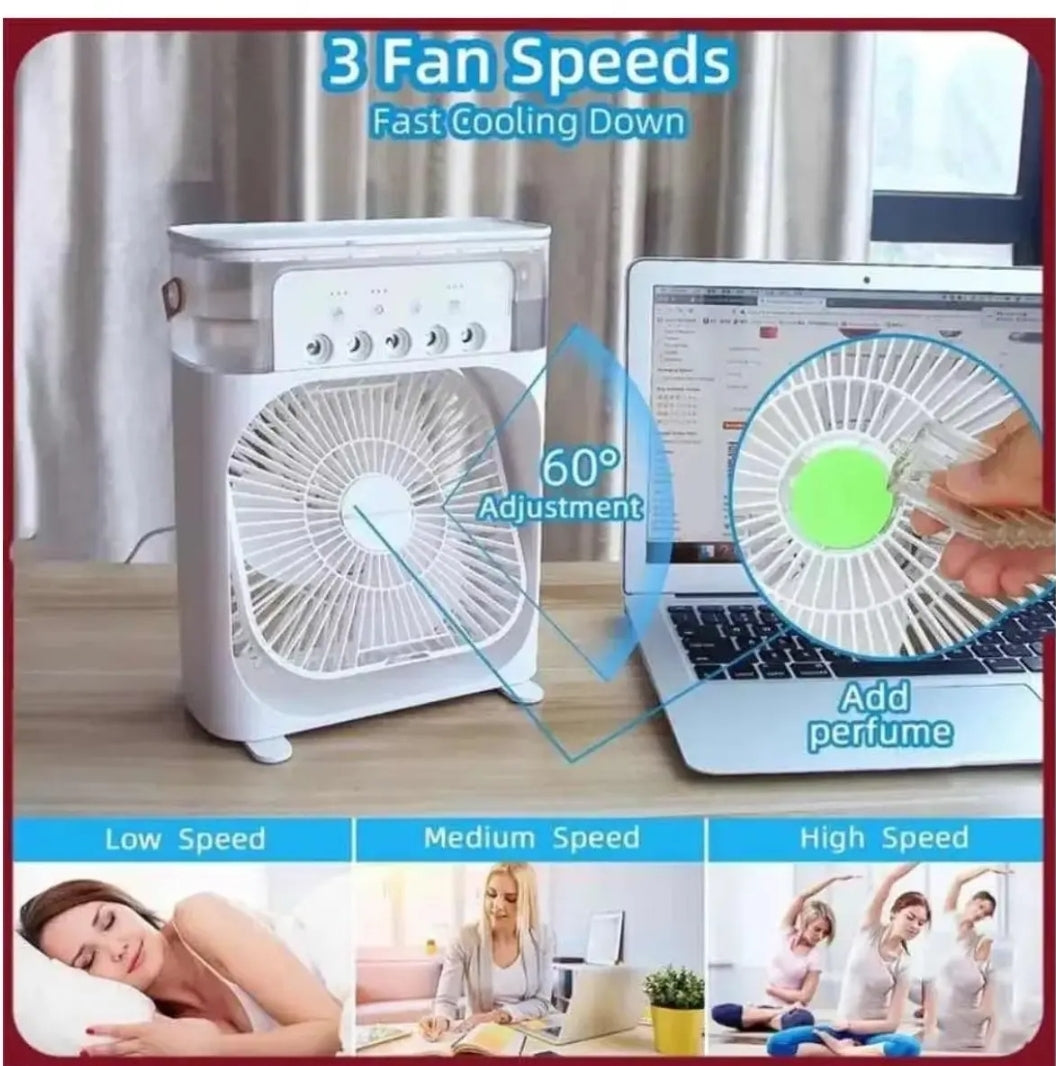 3 In 1 Fan Alr Conditioner Household
Water Mist USB Fan Small Air Cooler
LED Night Light Portable Humidifier Air
Adjustment Fan